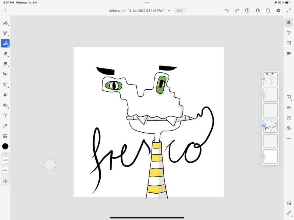 Screnshot Arbeitsbereich Fresco App